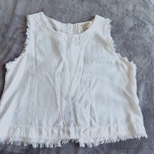 Cloth & Stone white tencel fringed camisole